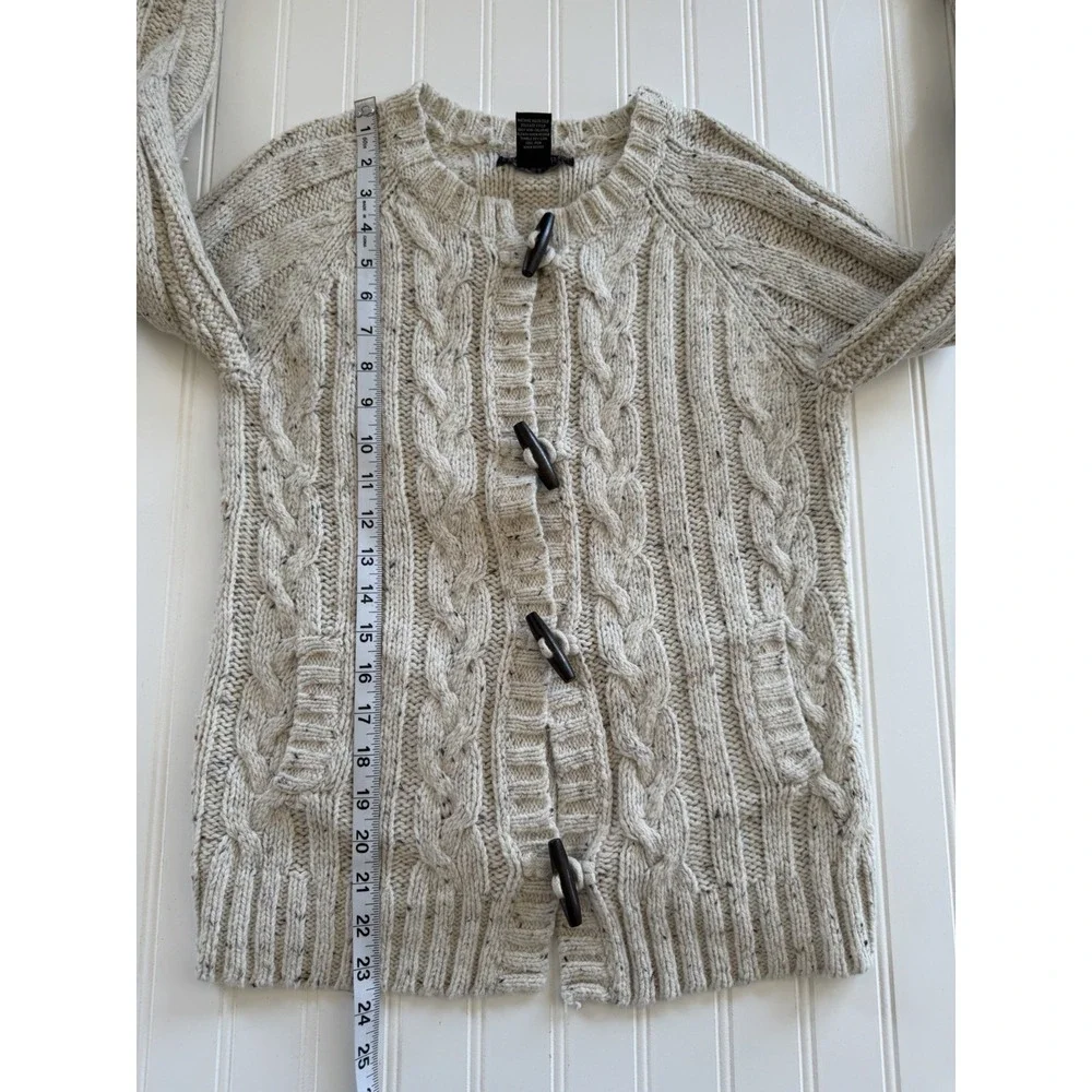 Relativity Womens PM Cream Cable Knit Cardigan Toggle‎ Wool Blend Y2K